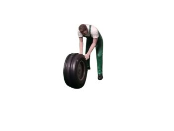 ATLAN32026_VERT - Meccanico che spinge un oggetto verde