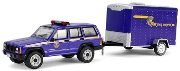 GREEN32315-B - JEEP Cherokee 2001 Polizia di New York con rimorchio della serie HOT PURSUIT in blister