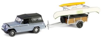 GREEN32320-B - JEEP Jeepster Commando SC-1 con rimorchio e accessori 1968 Grigio della serie HITCH & TOW in blister