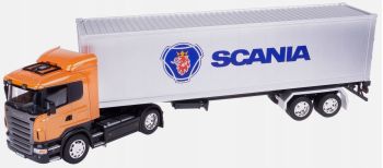 WEL32626 - SCANIA V8 R470 4x2 Arancione con portacontainer a 2 assi e contenitore