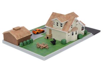 JAD33668 - Diorama House of DOM con DODGE CHARGER e TOYOTA SUPRA FAST AND FURIOUS