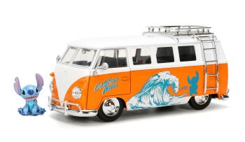 JAD36340 - VOLKSWAGEN bus 1961 arancione e bianco con figurina STICH