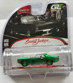 GREEN37330-E-VERT - Plymouth Cuda AAR del 1970, verde, della serie Barrett-Jackson JACKSON (in blister)