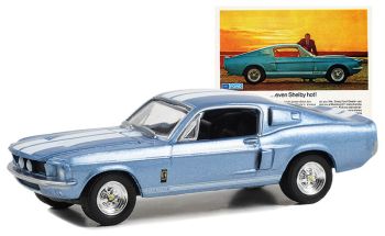 GREEN39130-C - 1967 FORD Mustang Shelby GT500 blu della serie VINTAGE AD CARS in blister
