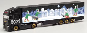 HER314176 - IVECO S-Way 4x2 con rimorchio furgone 3 assi Natale HERPA 2021