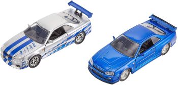 JAD31980 - Pack 2 NISSAN GTR R34 blu e grigio Fast and Furious