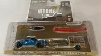 GREEN32240-CVERT - JEEP Gladiator Texas 2021 con rimorchio e canoe della serie HITCH & TW in blister
