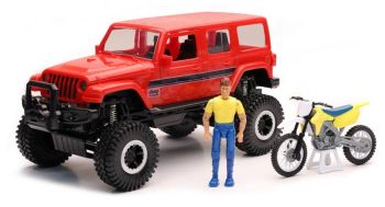 NEW37446R - JEEP Rosso Sahara con figura e motocross
