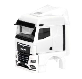 HER086349 - MAN TGX GM cabina con deflettori e telecamera retrovisore, bianco - 2 pezzi da assemblare
