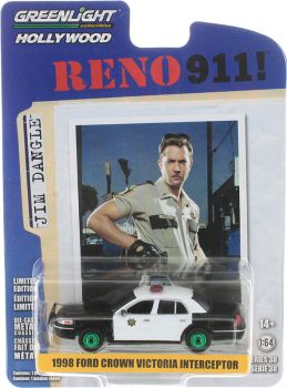 GREEN44980-B_VERT - FORD Crown Victoria Interceptor 1998 con ruote verdi dal film RENO 911 ! sotto blister