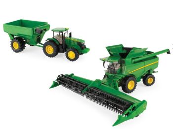 BRI47358 - JOHN DEERE 7240R con rimorchio per cereali e mietitrebbia JOHN DEERE S780