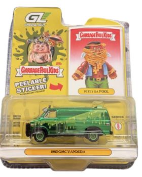 GREEN54120-A-VERT - GMC Vandura verde del 1983 - Petey Da Fool della serie Garbage Pail Kids, ancora nella sua confezione originale.
