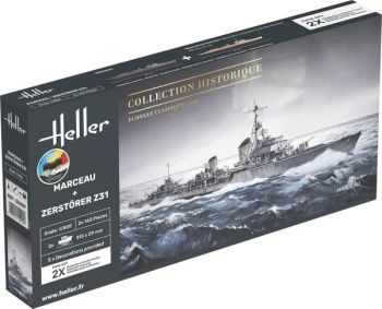 HEL55009 - Kit iniziale con colori e accessori – Navi da battaglia Marceau e Zerstörer Z31 1/400