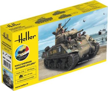 HEL56894 - Kit di avviamento con vernice e accessori - Carro armato M4A2 SHERMAN - Divisione Leclerc