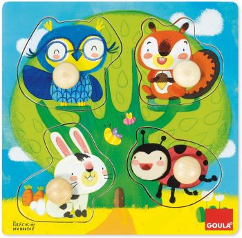 GOA53462 - Puzzle in legno 4 pezzi Animali della foresta