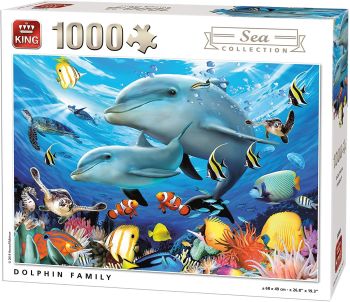 KING55845 - Puzzle da 1000 pezzi di famiglie di delfini