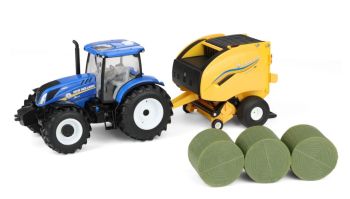 ERT61029 - NEW HOLLAND T6.175 con pressa per balle rotonde 561 e 3 balle