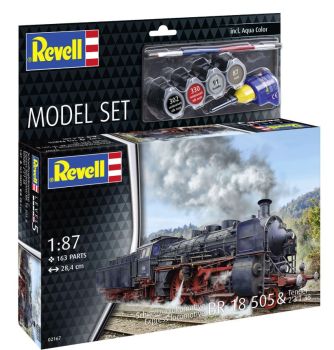 REV62167 - MODEL SET - Locomotiva BR 18 505 con tender 2'3' T38 da assemblare con vernice