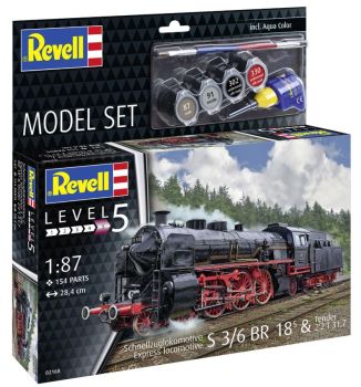 REV62168 - MODEL SET - Locomotiva Express S3/6 BR 18 con tender da assemblare con vernice