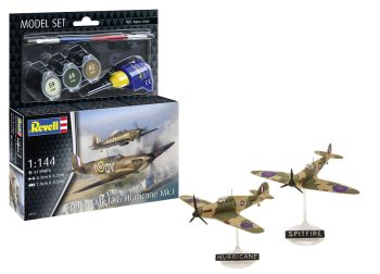 REV63771 - MODEL SET - Aereo SUPERMARINE Spitfire Mk.Ia & HURRICANE MK.I da assemblare con verniciatura