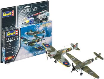 REV63710 - Messerschmitt Bf109G-10 e Spitfire Mk.V Combat Set con vernice costruibile