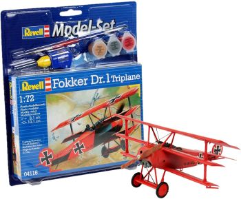 REV64116 - Set modellino Fokker DR.1 Triplane con verniciatura da assemblare