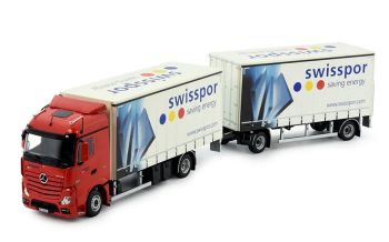TEK82612 - MERCEDES-BENZ Actros Bigspace 4x2 camion rigido con rimorchio telonato, 1+1 assi, SVIZZERA