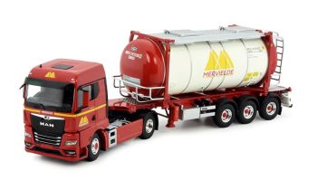 TEK83741 - MAN TX GM 4x2 con portacontainer a 3 assi e cisterna MERVIELDE