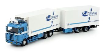 TEK84995 - Autocarro rigido SCANIA R143 6x2 con rimorchio refrigerato a 2 assi F.VAN BERGEIJK