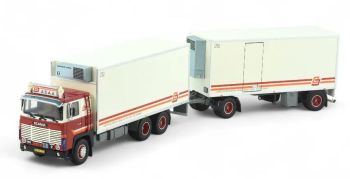 TEK89107 - Autocarro rigido SCANIA 141 6x4 con rimorchio refrigerato 1+1 assi, Transport CJ