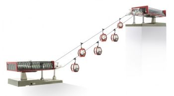 JC82496 - Skilift con 6 cabinovie di colore rosso 1/87