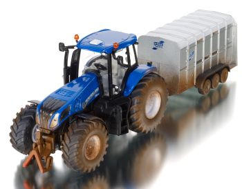 SIK8607 - NEW HOLLAND T8.390 con camion bestiame a 3 assi Ifor Williams, versione sporca