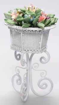 AKI0255 - Vaso di fiori in miniatura per casa delle bambole; altezza 9 cm x 4 cm di larghezza