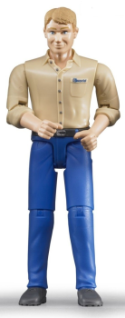 BRU60006 - Uomo biondo con camicia beige e pantaloni blu