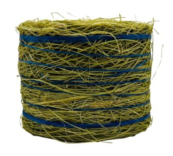 CW0270 - Balla di fieno rotonda con spago blu - Diametro: 4,8 cm x Larghezza: 3,6 cm
