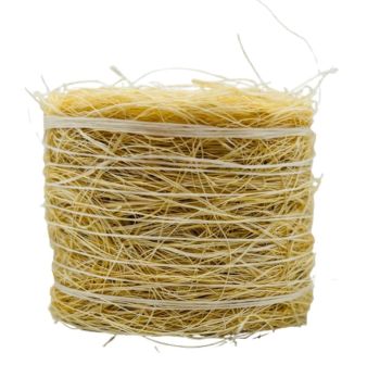 CW0271 - Balla di paglia rotonda con spago bianco - Diametro: 4,8 cm x Larghezza: 3,6 cm