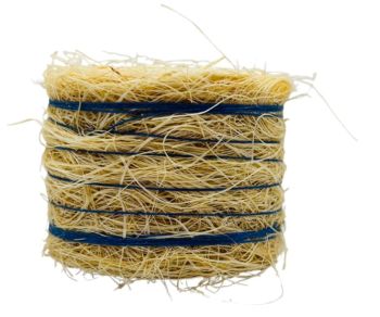 CW0272 - Balla di paglia rotonda con spago blu - Diametro: 4,8 cm x Larghezza: 3,6 cm