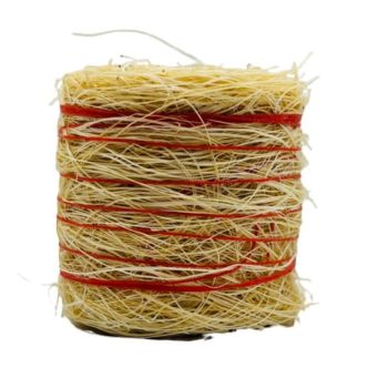 CW0281 - Balla di paglia rotonda con spago rosso - Diametro: 3,7 x 3,7 cm