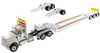 DCM71015 - Rimorchio a pianale ribassato INTERNATIONAL HX520 6x4 bianco e XL120