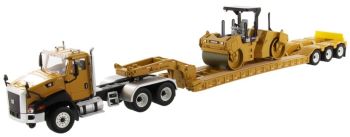 DCM85601 - Rimorchio a pianale ribassato CATERPILLAR CT660 6x4 e XL120 con compattatore CB-534 incluso