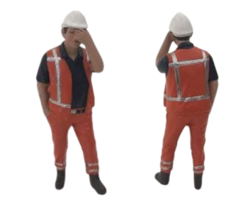 ADF32143 - Personaggio di costruzione che tiene la testa