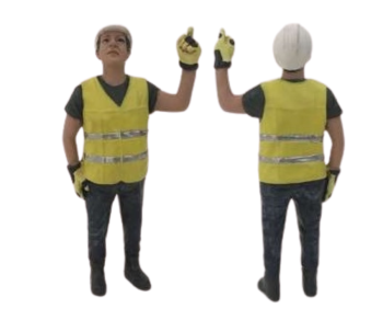 ADF32145 - Personaggio del cantiere che alza il dito