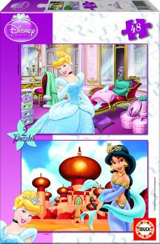 EDU15292 - 2 Puzzle 48 Pezzi Principessa DISNEY - Cenerentola e Gelsomino