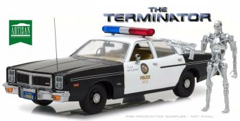 GREEN19042 - DODGE Polizia Metropolitana di Monaco 1977 Il Terminator con personaggio Terminator T800 incluso