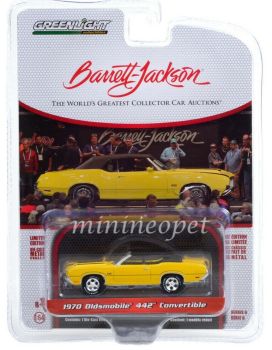 GREEN37220-C - OLDSMOBILE 442 decappottabile aperta 1970 gialla Barrett Jackson venduta in blister