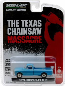 GREEN44820-B - Pick-up CHEVROLET C-10 1971 blu dal film The Texas Chainsaw Massacre venduto in blister