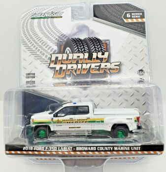 GREEN46060-CVERT - Pick-up FORD F-3500 Lariat doppia cabina 2018 Broward County Marine Unit cerchi verdi Dually Driver Series Versione Green Metal venduta in blister