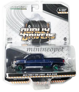GREEN46060-FVERT - FORD F-350 Lariat pick-up cabina doppia 2019 cerchi verde blu metallizzato Versione Green Metal Serie Dually Drivers venduta in blister