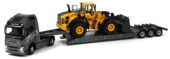 HOL8-9013 - VOLVO FH16 750 4x2 e rimorchio a pianale ribassato con caricatore VOLVO L250G incluso