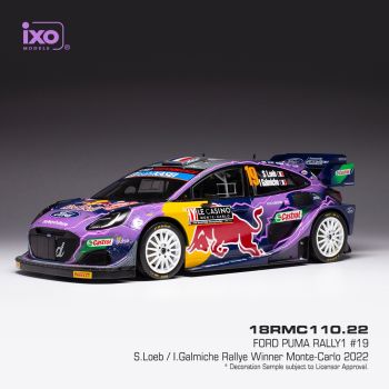 IXO18RMC110.22 - FORD PUMA RALLY 1 #19 LOEB/GALMICHE WRC2 RALLYE MONTE CARLO 2022 viola